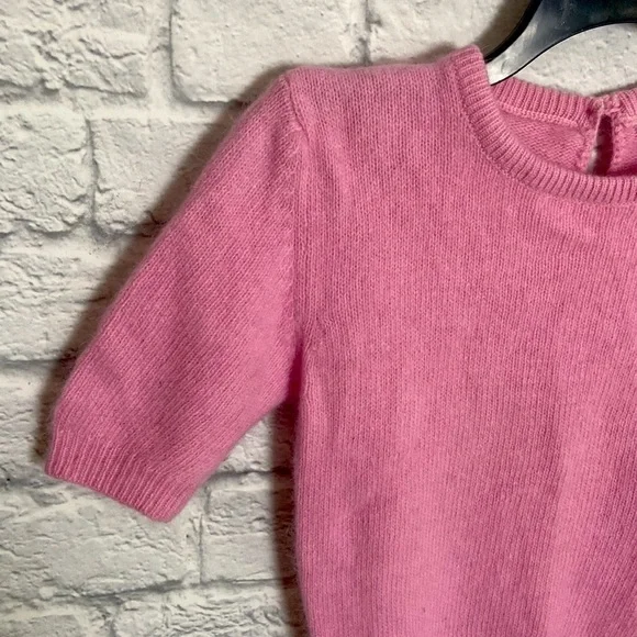 VINTAGE Bonwit Teller Barbie Pink Cropped Wool Sweater size Small - Picture 3 of 15